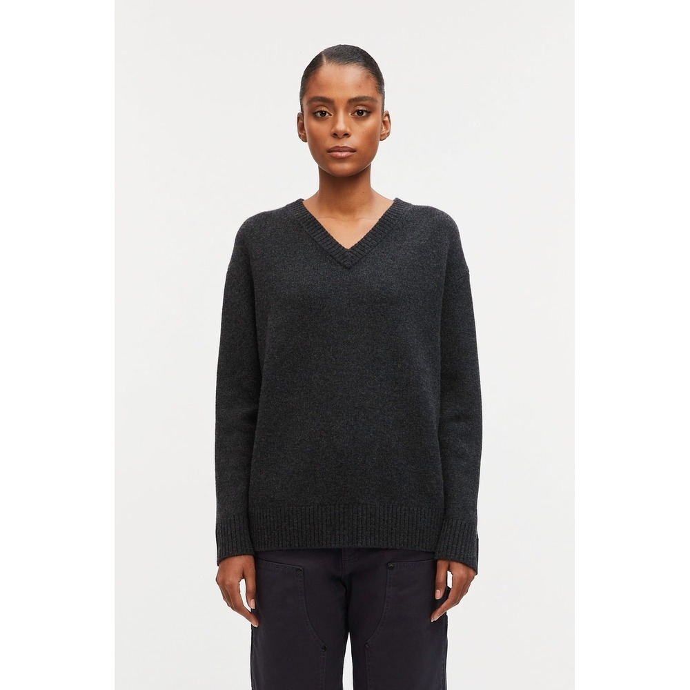 RENGGLI Women's V-Neck Sweater Charcoal Grey XL NIP